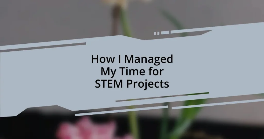 How I Managed My Time for STEM Projects
