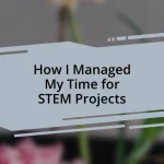 How I Managed My Time for STEM Projects