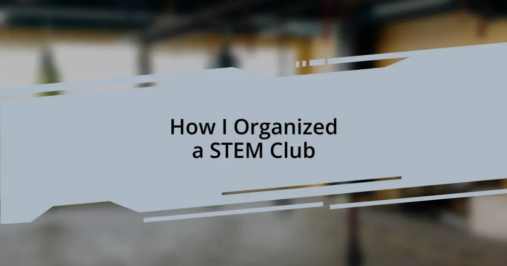 How I Organized a STEM Club