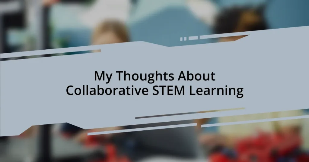 My Thoughts About Collaborative STEM Learning