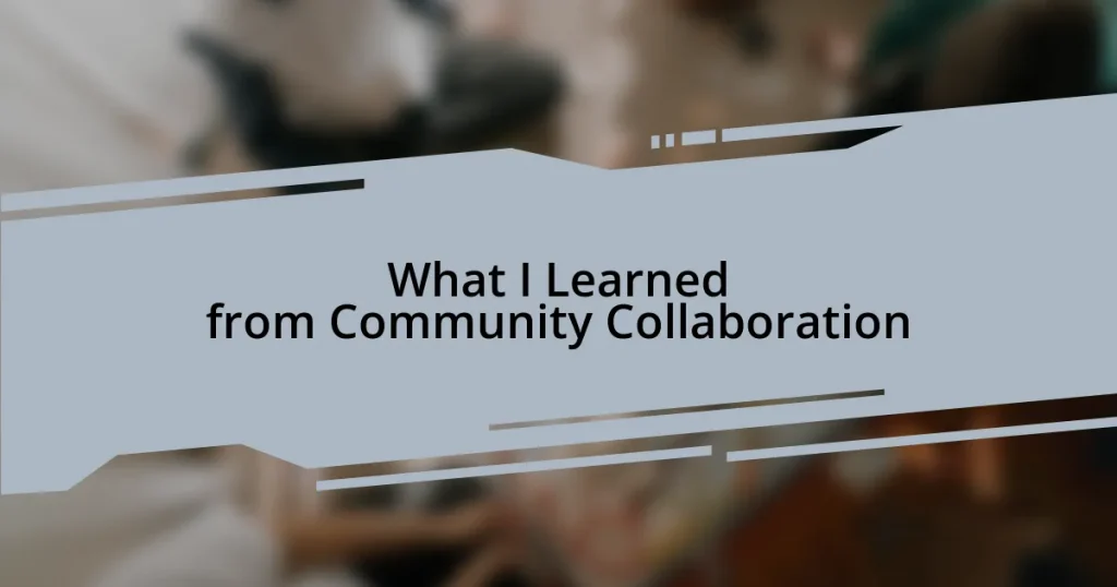 What I Learned from Community Collaboration