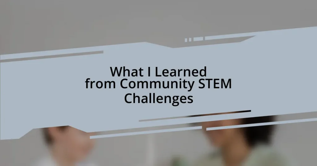 What I Learned from Community STEM Challenges