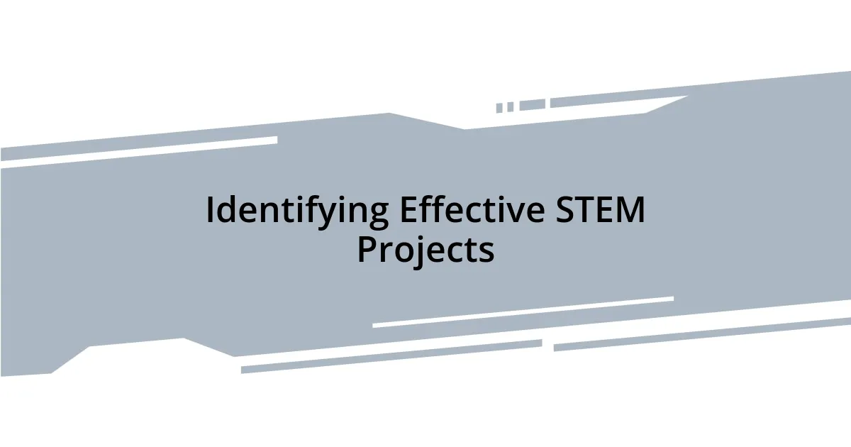 Identifying Effective STEM Projects