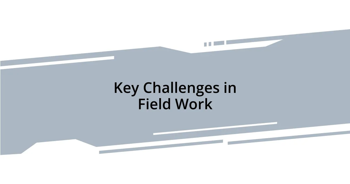 Key Challenges in Field Work