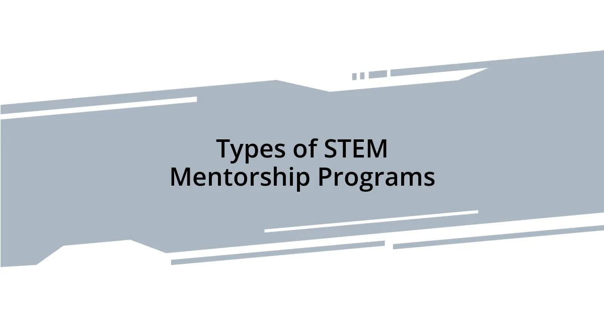 Types of STEM Mentorship Programs