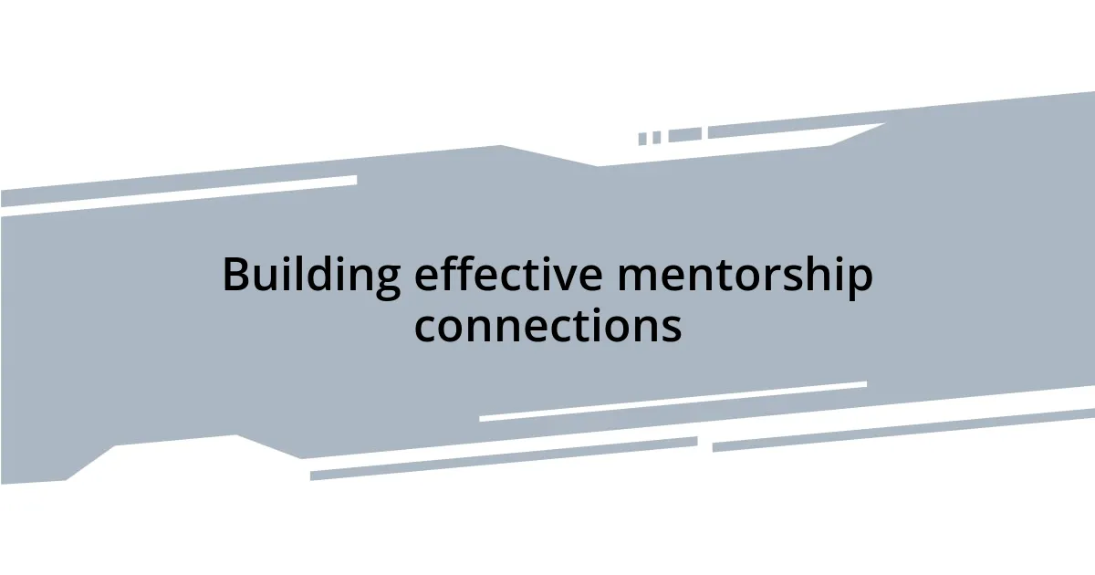 Building effective mentorship connections