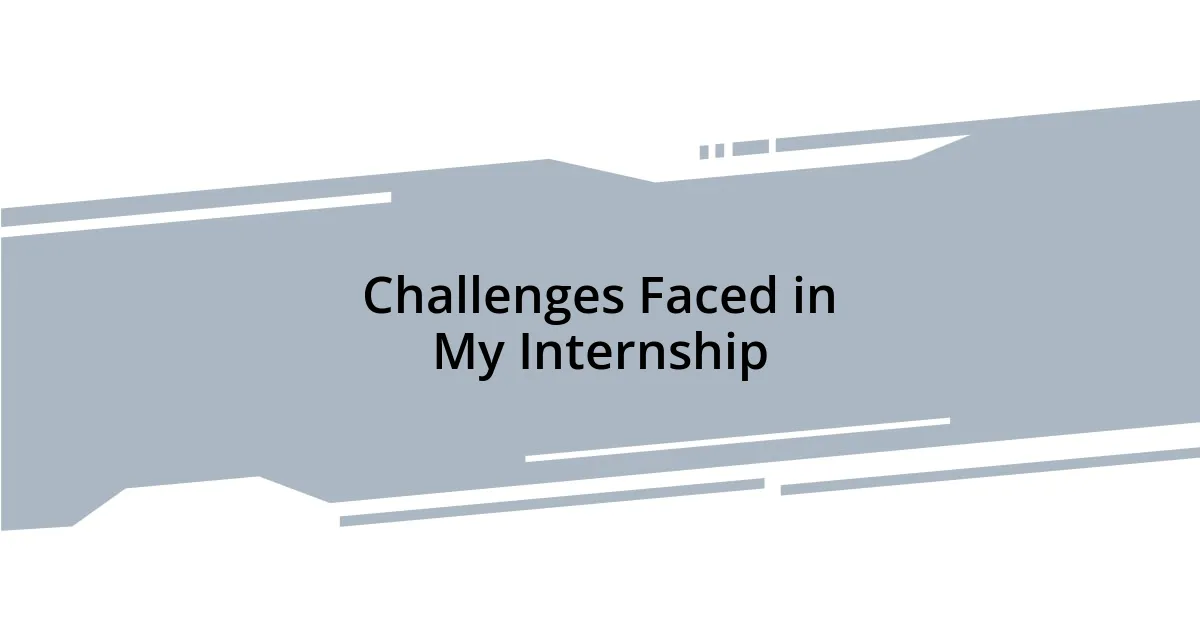 Challenges Faced in My Internship