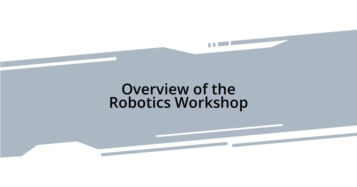 Overview of the Robotics Workshop